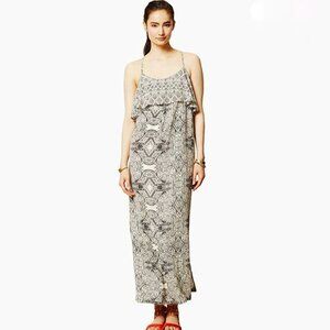 Vanessa Virginia Talitha Tiered Maxi Dress Beaded Ruffle 2‎ Ivory Black